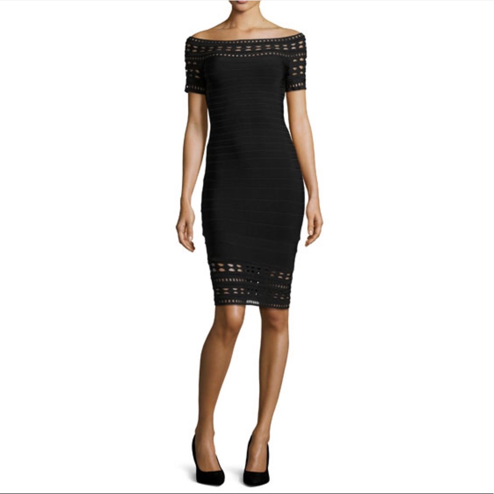 Herve Leger Black Carmen Cutout Bodycon Dress XS
